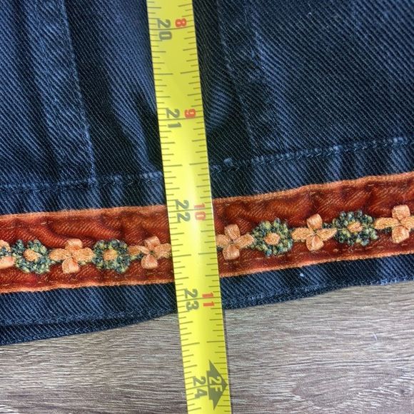 Y2K Taylor G Dallas Texas Denim Stretch Small Womens Jacket w/ Colorful designs - Picture 5 of 8